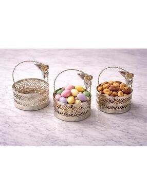 Vintage 1980s 12 Silverplate Mini Filigree Serving Baskets Wedding Favors 2.5x3”